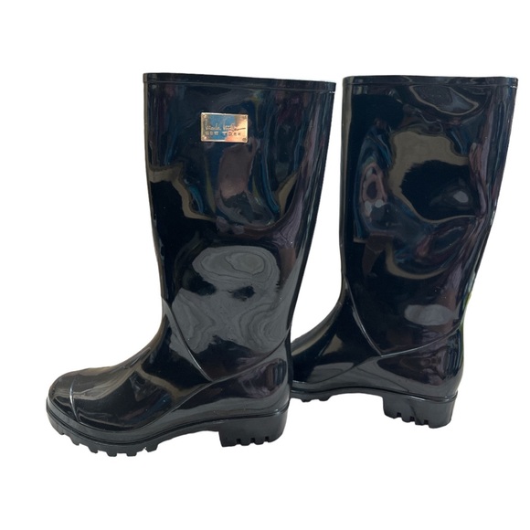 Sz6M Nicole Miller New York Black Rainy Day Rain Boots - Picture 5 of 6
